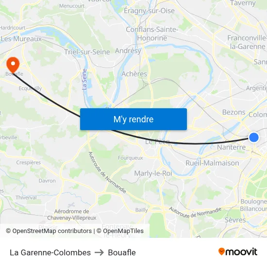 La Garenne-Colombes to Bouafle map