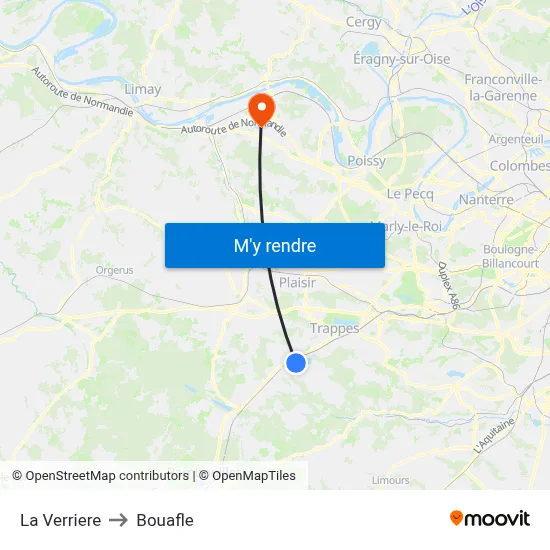 La Verriere to Bouafle map