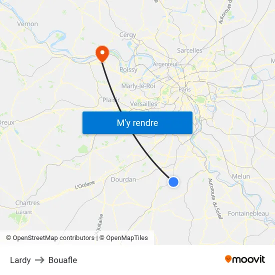 Lardy to Bouafle map