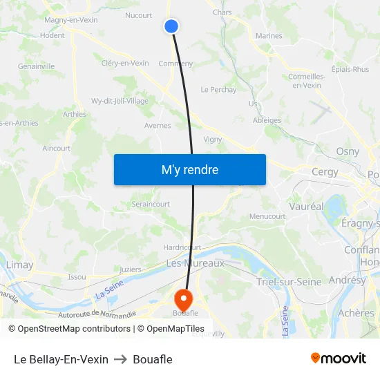 Le Bellay-En-Vexin to Bouafle map