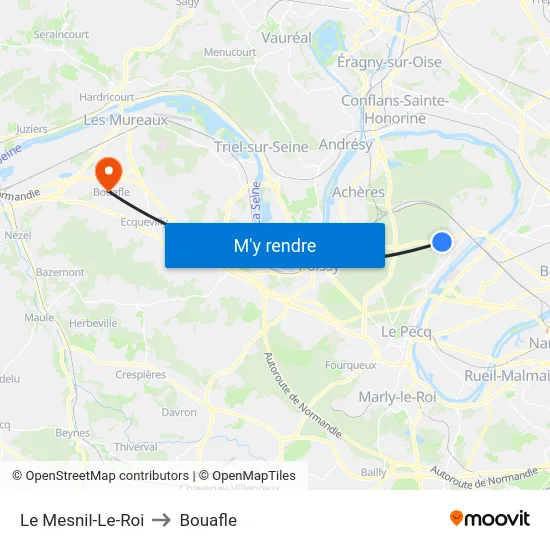 Le Mesnil-Le-Roi to Bouafle map