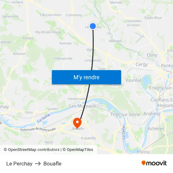 Le Perchay to Bouafle map