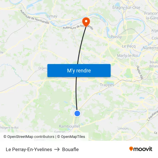 Le Perray-En-Yvelines to Bouafle map