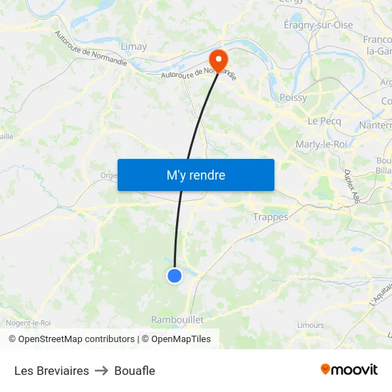 Les Breviaires to Bouafle map