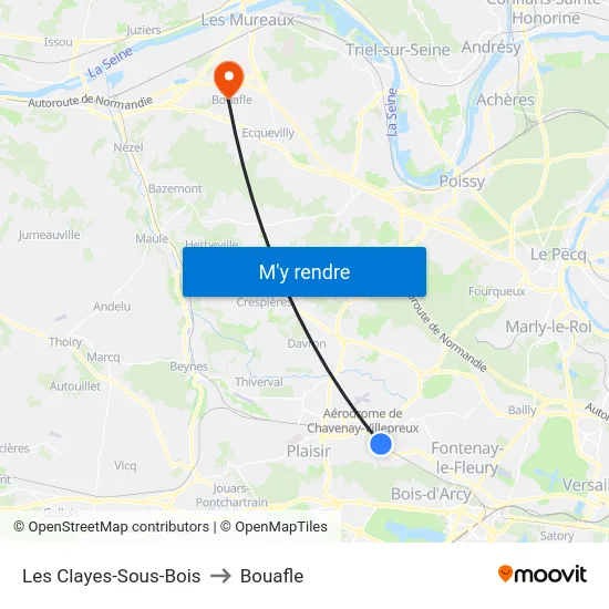 Les Clayes-Sous-Bois to Bouafle map