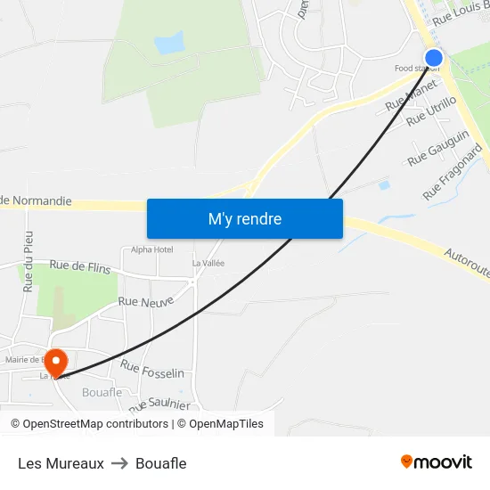 Les Mureaux to Bouafle map