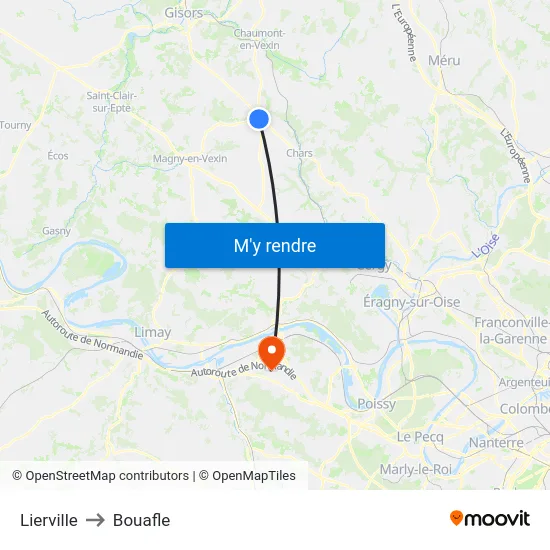 Lierville to Bouafle map