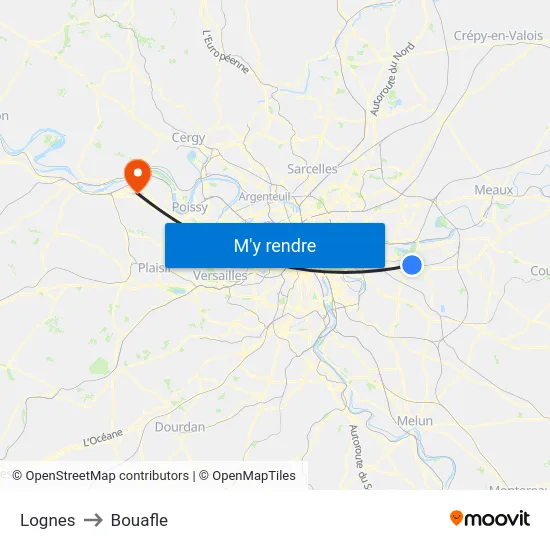 Lognes to Bouafle map