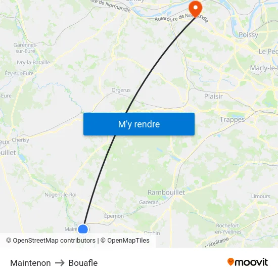 Maintenon to Bouafle map