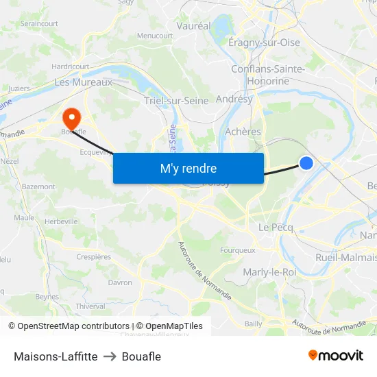 Maisons-Laffitte to Bouafle map