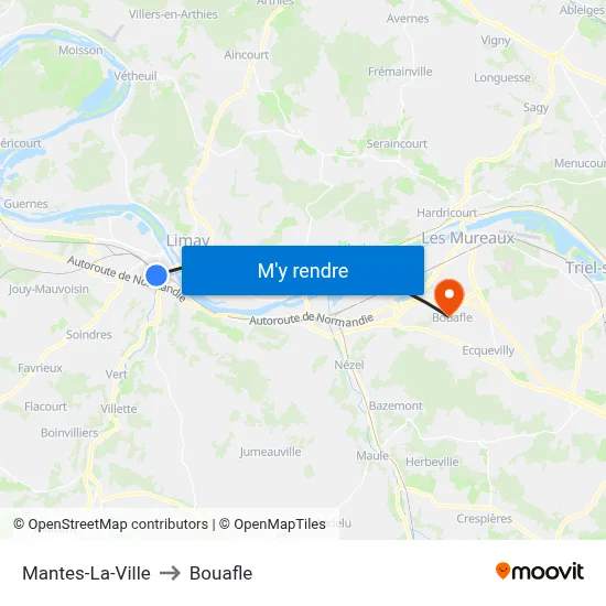 Mantes-La-Ville to Bouafle map