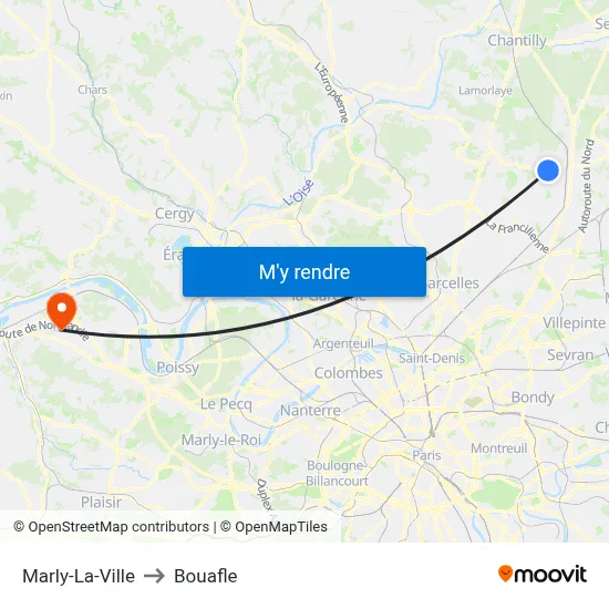 Marly-La-Ville to Bouafle map