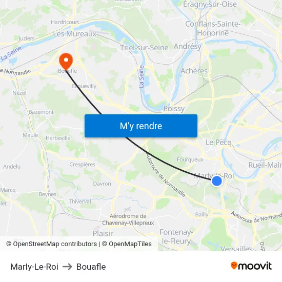 Marly-Le-Roi to Bouafle map