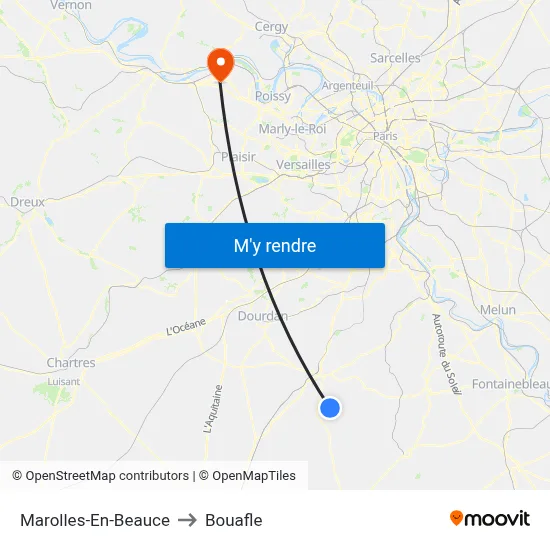 Marolles-En-Beauce to Bouafle map