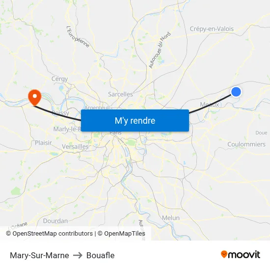 Mary-Sur-Marne to Bouafle map