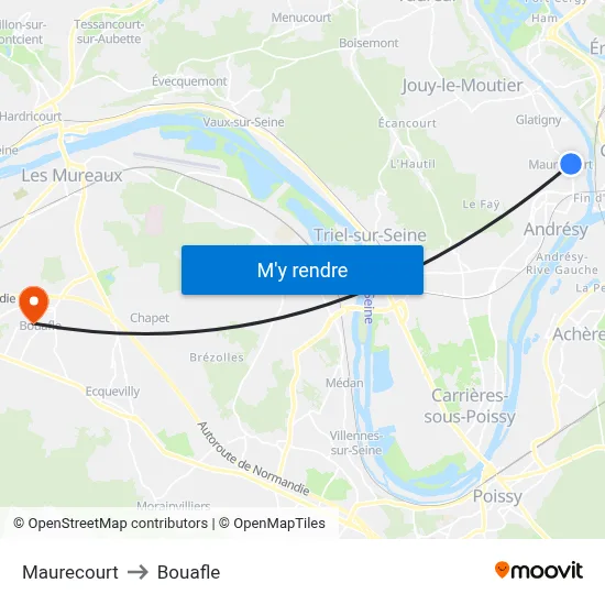 Maurecourt to Bouafle map