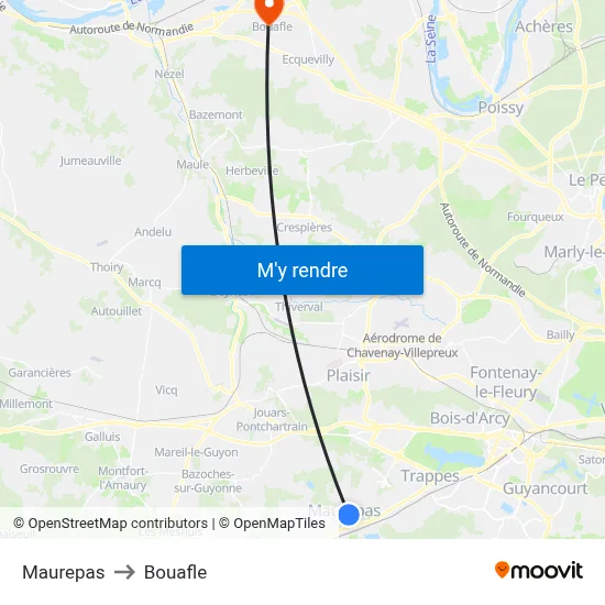 Maurepas to Bouafle map