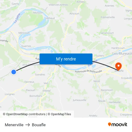 Menerville to Bouafle map