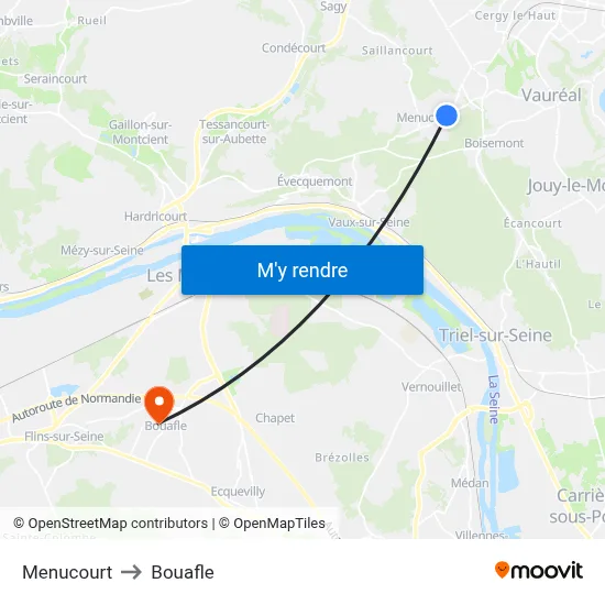 Menucourt to Bouafle map