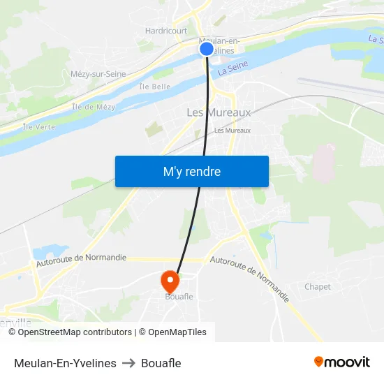 Meulan-En-Yvelines to Bouafle map