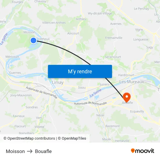 Moisson to Bouafle map