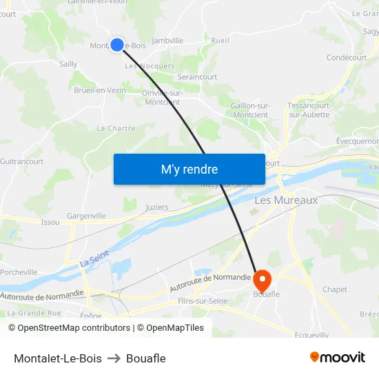 Montalet-Le-Bois to Bouafle map