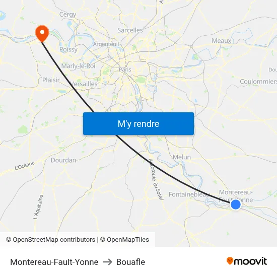Montereau-Fault-Yonne to Bouafle map
