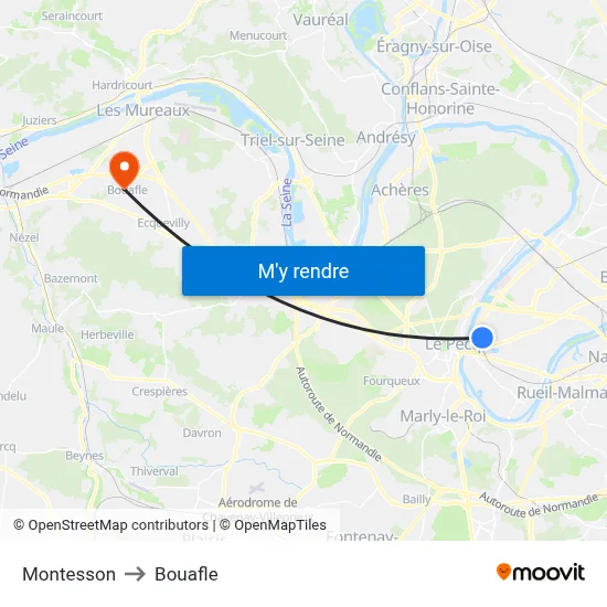 Montesson to Bouafle map