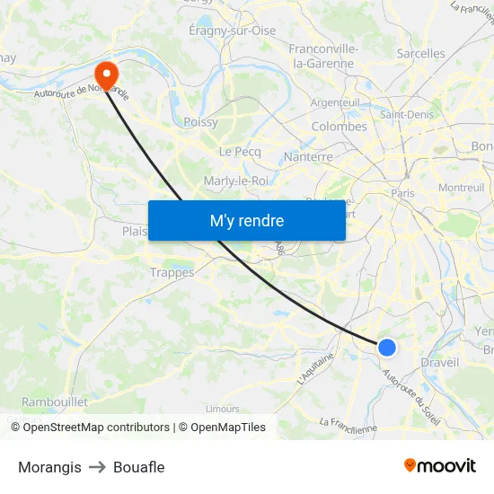 Morangis to Bouafle map