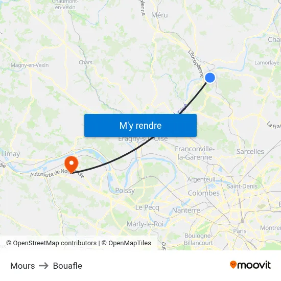 Mours to Bouafle map