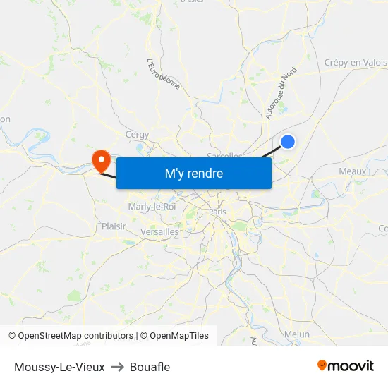 Moussy-Le-Vieux to Bouafle map
