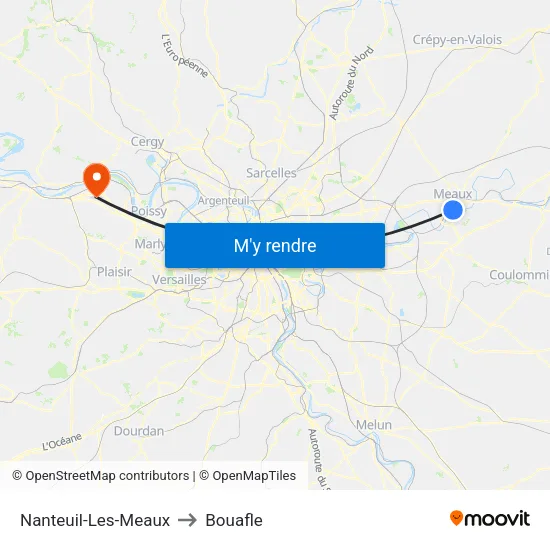 Nanteuil-Les-Meaux to Bouafle map