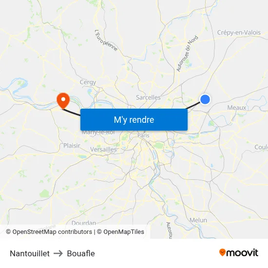 Nantouillet to Bouafle map