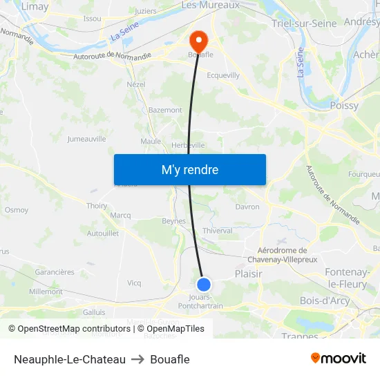 Neauphle-Le-Chateau to Bouafle map