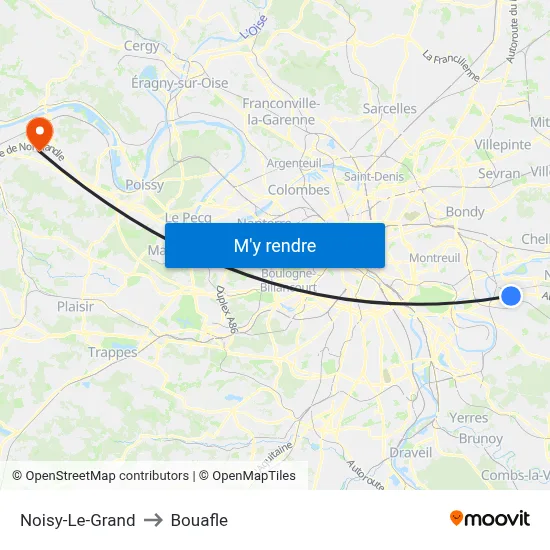 Noisy-Le-Grand to Bouafle map