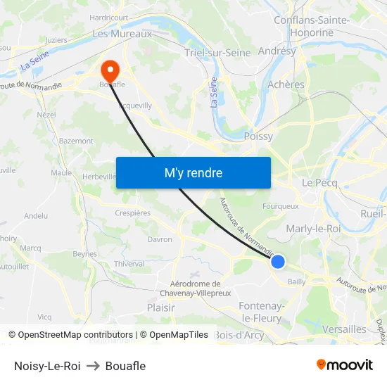 Noisy-Le-Roi to Bouafle map