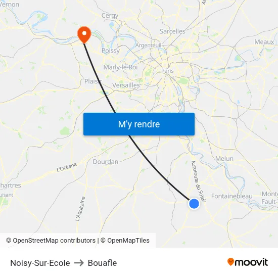 Noisy-Sur-Ecole to Bouafle map