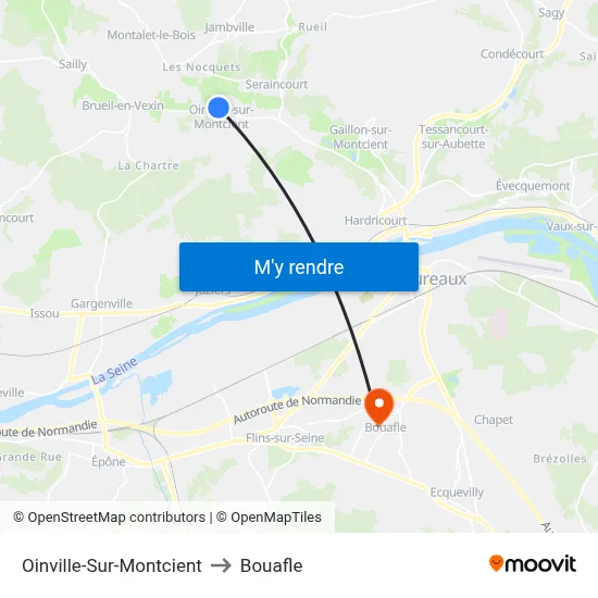 Oinville-Sur-Montcient to Bouafle map