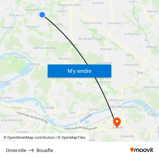 Omerville to Bouafle map
