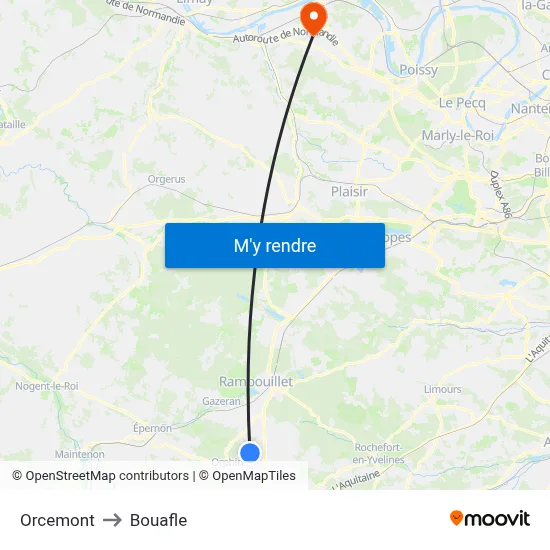 Orcemont to Bouafle map