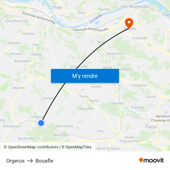 Orgerus to Bouafle map