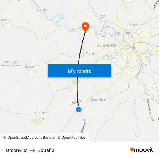 Orsonville to Bouafle map