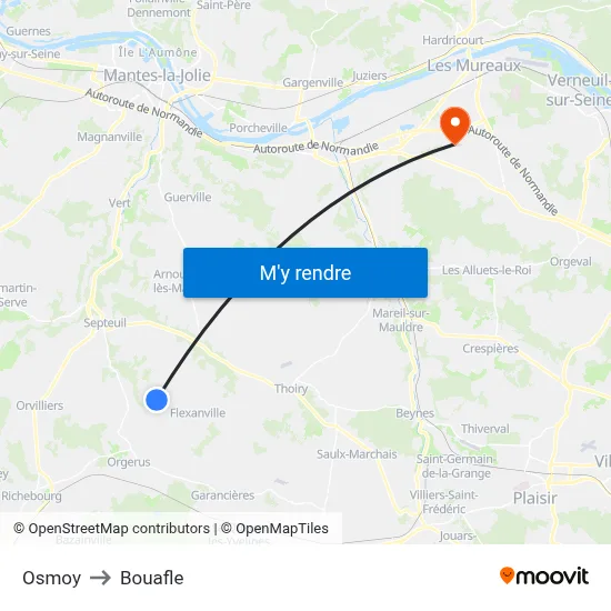 Osmoy to Bouafle map