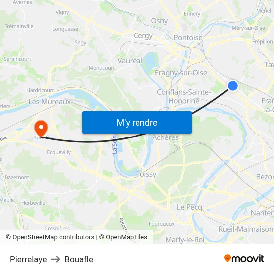 Pierrelaye to Bouafle map
