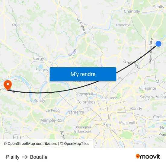 Plailly to Bouafle map
