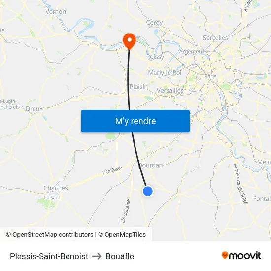 Plessis-Saint-Benoist to Bouafle map