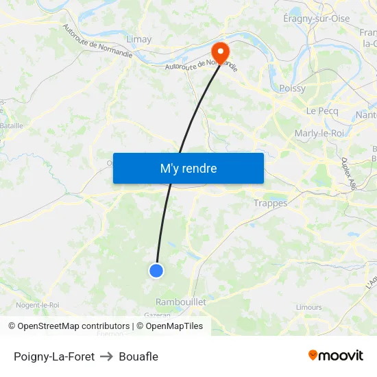 Poigny-La-Foret to Bouafle map