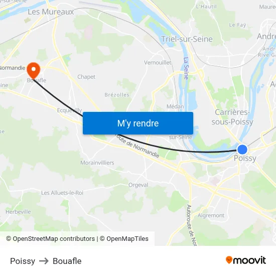 Poissy to Bouafle map