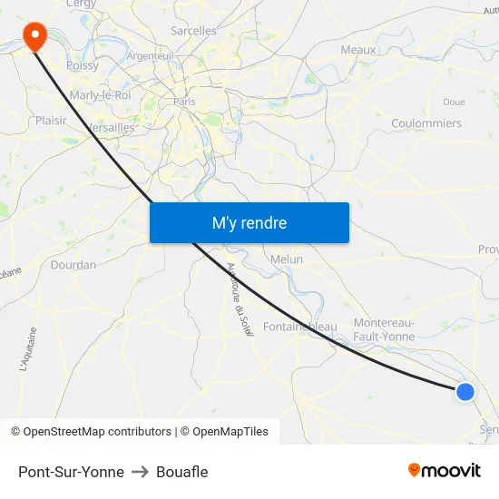 Pont-Sur-Yonne to Bouafle map