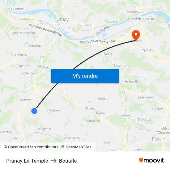 Prunay-Le-Temple to Bouafle map
